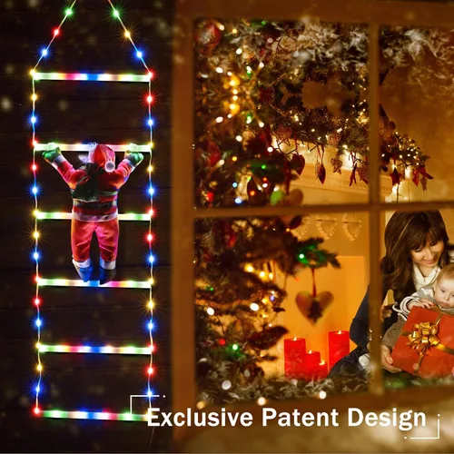Vista 4 de Toodour Luz LED de Navidad, luces decorativas de escalera de Navidad de 2.5 pies con Papá Noel, luz de decoración de Navidad para interiores