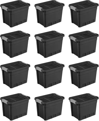 Vista 18 de Sterilite Paquete de 6 contenedores de almacenamiento de plástico con tapas, contenedores apilables, 4 galones, negro