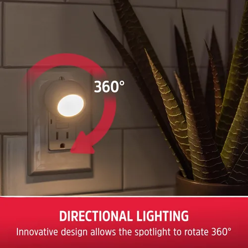 Vista 3 de Energizer Luces nocturnas giratorias LED que se enchufan a la pared, sensor del atardecer al amanecer, decoración del hogar, artículos esenciales