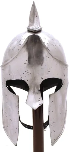 Vista 3 de Medieval Warrior Casco espartano griego de acero 18G con forro de cuero