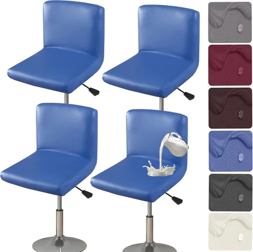 Vista 16 de HFCNMY Fundas para sillas de bar, paquete de 4, elásticas, impermeables, de poliuretano, con respaldo, lavables, fundas para sillas de bar, fundas