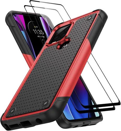 Vista 21 de Jeylly para Moto G Stylus 5G 2021 Funda con [2 Pack] Protector de Pantalla de Vidrio Templado, Protección Grado Militar Anti-Arañazos, Funda