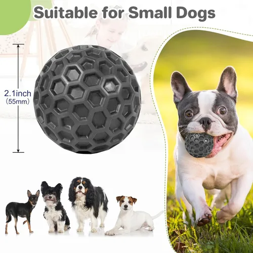 Vista 2 de DISSKNIC Pelotas chirriantes indestructibles para perros, juguetes interactivos para perros pequeños, juguetes para masticar cachorros