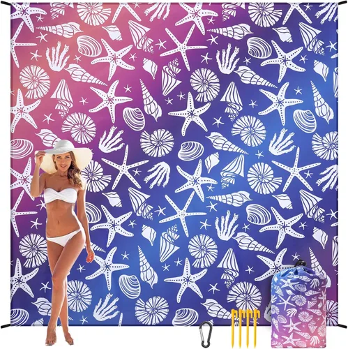 Vista 16 de HIHOHO Manta de Playa, Manta de Playa a Prueba de Arena, Impermeable de Secado Rápido Ligera Manta de Picnic Azteca para Exteriores 79" X