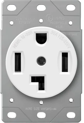 Vista 14 de Enerlites - Toma de corriente para secadora de 30 A, NEMA 14-30R Grado residencial, comercial e industrial, para interiores/exteriores, 3 polos, 4