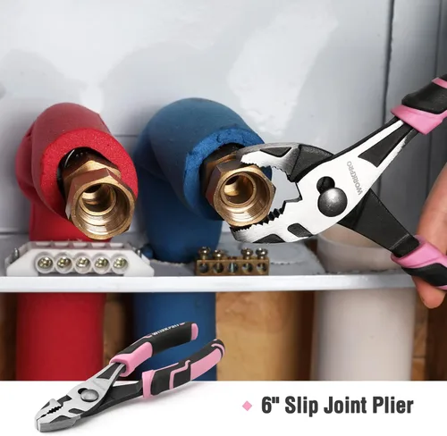 Vista 8 de WORKPRO Juego de herramientas rosas de 35 piezas, kit de herramientas para el hogar con caja de herramientas de almacenamiento, juego