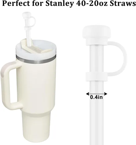 Vista 3 de 4 fundas de popote para Stanley Cup de 40 a 20 onzas, tapas de silicona de 0.4 pulgadas, accesorios de tazas Stanley, a prueba de polvo y fugas