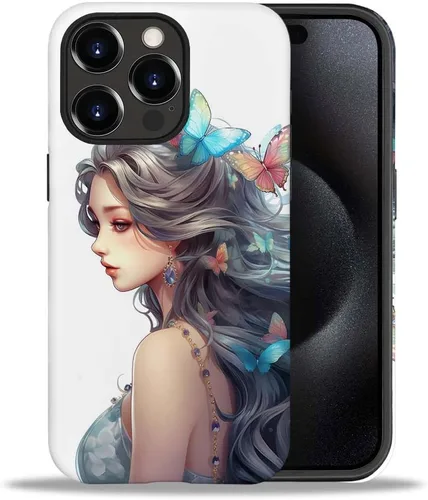 Vista 36 de CARLOCA Funda compatible con iPhone 15 Pro Max, funda protectora de gato en A para iPhone 15 Pro Max, TPU suave + PC duro 2 en 1, funda protectora