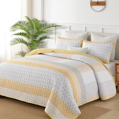 Vista 13 de WONGS BEDDING Juego de edredón Boho tamaño Queen, juegos de colcha a rayas bohemio de 3 piezas, juego de ropa de cama acolchada en verde caqui