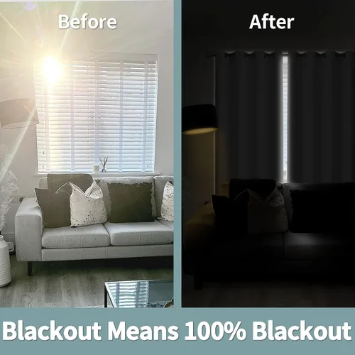 Vista 3 de BGment - Cortinas con aislamiento térmico para habitación, 100% opacas, con forro negro, cortina de doble capa con ojales, reduce el ruido