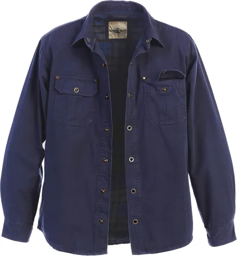 Vista 8 de Gioberti - Chaqueta de camisa de sarga cepillada y suave de 100% algodón con forro de franela para hombre Caqui