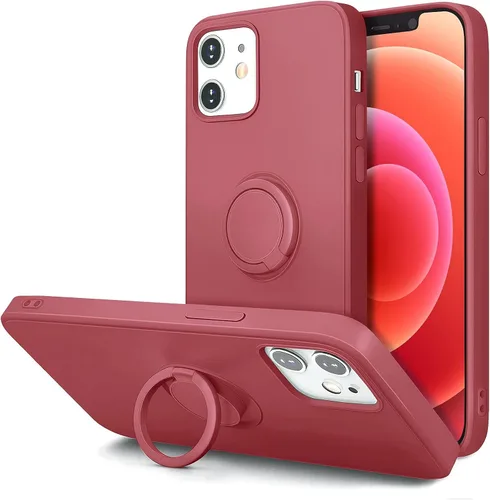 Vista 15 de Hython Funda para iPhone 12 Case e iPhone 12 Pro Case con Soporte de Anillo, Soporte de Anillo Giratorio de 360° Kickstand Magnético, Borde Chapado