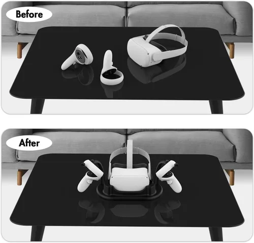 Vista 8 de AMVR Charging Dock for Oculus Quest 2, Headset Display Stand and Touch Controllers Mount Station Holder, with USB-C Charging Cable (Black)