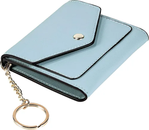 Vista 5 de Brosin - Cartera pequeña de cuero para mujer, con bloqueo RFID, soporte para tarjetas de crédito, monedero en miniatura de bolsillo