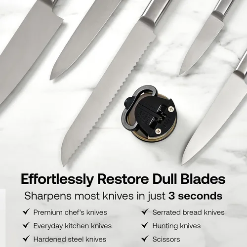 Vista 4 de AnySharp Chef - Afilador de cuchillos manos libres - Herramienta de afilado fácil de usar con base de succión PowerGrip y ángulo preestablecido