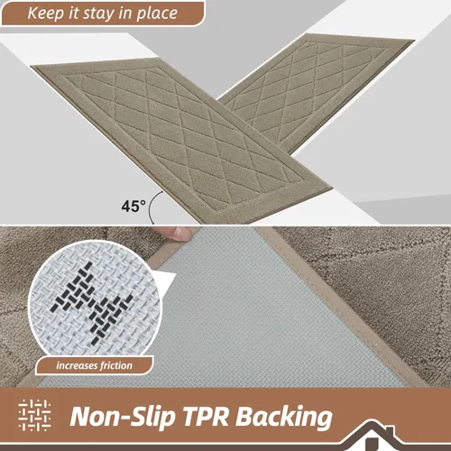 Vista 5 de BEQHAUSE Tapete Atrapa Suciedad para Puerta de 20" x 32", Tapete Antideslizante para Entrada Lavable, Tapete para Puerta para Perros Resistente a