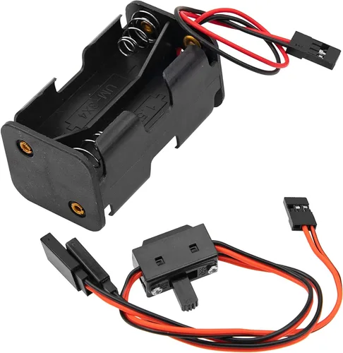 Vista 2 de ShareGoo - Caja de 4 celdas AA para contenedor de batería y receptor de interruptores de encendido y apagado estilo JR de 3 vías de 4 vías