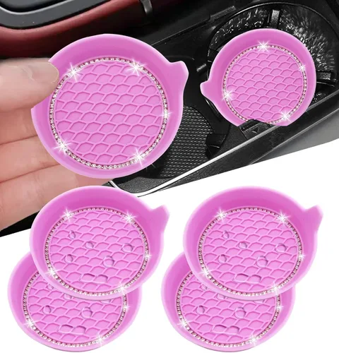 Vista 21 de NBTEPEM 2 posavasos de auto con diamantes de imitación, 2.75 pulgadas, antideslizantes, a prueba de golpes, universal, a la moda, para auto