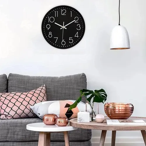 Vista 6 de Relojes de pared de cocina Preciser estilo vintage, reloj de pared sin tictac, funciona con pilas, cuarzo analógico, movimiento silencioso, reloj