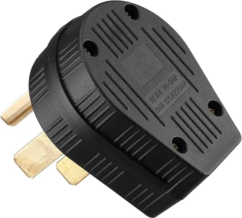 Vista 3 de Miady NEMA 14-50P enchufe de alimentación, 50-Amp 4-Prong 125/250V ángulo de cuchilla recta, secadora, conector de reemplazo macho.