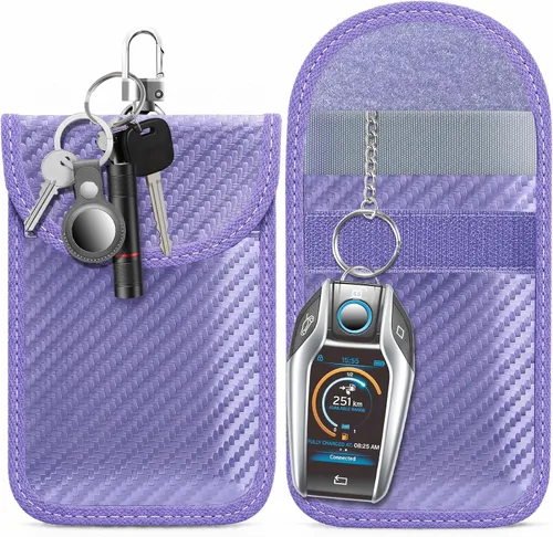 Vista 20 de Faraday - Funda para llaves de automóvil, bolsa Faraday, soporte de bloqueo de señal RFID para automóvil, protector de llavero, jaula de bloqueo