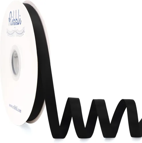 Ribbli - Cinta de satén negra de doble cara, 1/2 pulgada x 100 yardas - Cinta negra para envoltorios de regalos, manualidades, decoración de bodas,