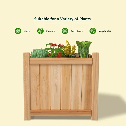 Vista 7 de Giantex Cama de jardín elevada, maceta de madera plegable para vegetales y flores, cajas de plantación elevadas al aire libre, contenedor plegable