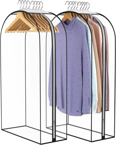 Vista 13 de Liuoud Bolsa Transparente para Colgar Ropa de 10" con Fuelle, Bolsas para Trajes de 32" para Almacenamiento de Closet Abierto, Cubierta de Ropa