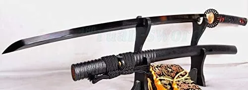 Vista 2 de 41 ''Flame HAMON Clay Templado Acero Doblado Japonés Katana Full Tang Sharp Blade