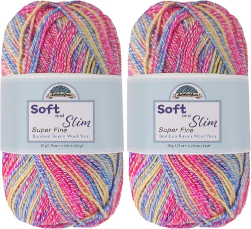 Vista 111 de JubileeYarn Hilo Suave y Delgado - 50g/madeja Mezcla de Rayón de Bambú y Lana - Pegaso - 2 madejas