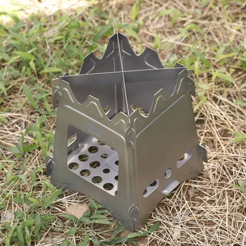 Vista 7 de Estufa de leña de titanio ultraligera para acampar al aire libre, estufa de alcohol multicombustible, estufa de barbacoa WS009ST-Ti