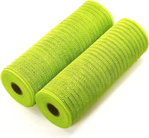 Vista 10 de Koopi Deco Mesh de 10 pulgadas x 10 yardas cada rollo, juego de 2 cintas de malla de polietileno de aluminio metálico negro para coronas