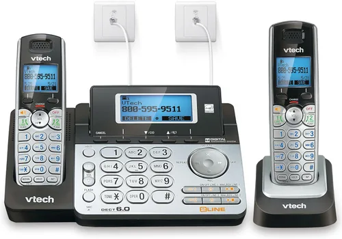 Vista 14 de VTech teléfono inalámbrico de 2 líneas para pequeñas empresas o hogar con sistema de contestador y buzón en cada línea, identificador