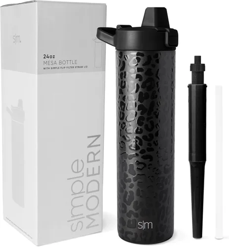 Vista 28 de Botella de agua filtrada Simple Modern Botellas de agua de viaje con filtro de carbono de acero inoxidable aislada Reutilizable para agua