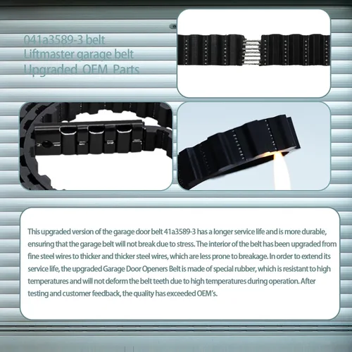 Vista 3 de Actualización 41A3589-3 41a3589-12 - Abridor de puerta de garaje para puerta de garaje de 7 pies, longitud de la correa de 233 pulgadas, compatible