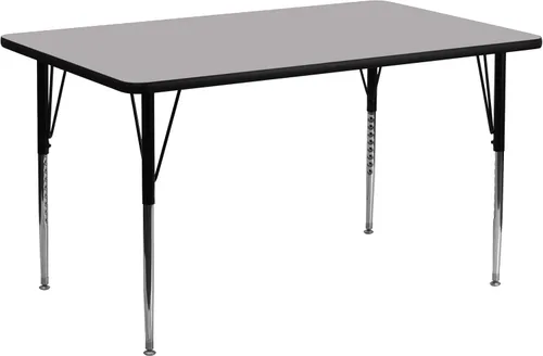 Vista 3 de Flash Furniture Wren - Mesa rectangular de 30 pulgadas de ancho x 72 pulgadas de largo, color gris, con patas ajustables en altura estándar