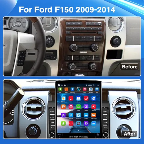 Vista 3 de 【4G + 64GB】 Radio estéreo de coche para Ford F150 2009-2014, Android 13 Wireless Carplay y Android Auto con pantalla táctil IPS de 9.7 pulgadas