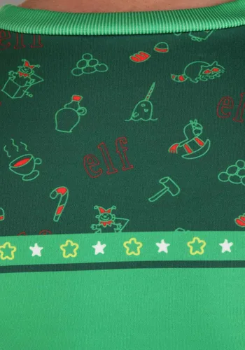 Vista 9 de Fun Costumes Sudadera navideña fea de elfo de Papá Noel para adultos