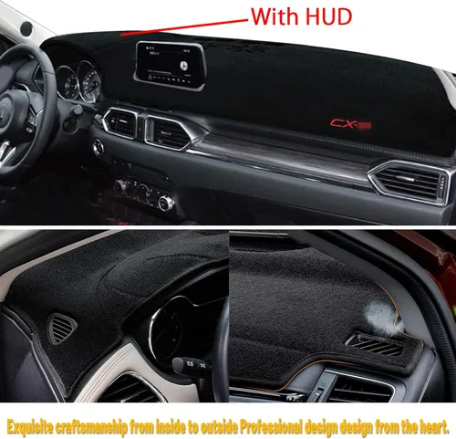 Vista 5 de Tapete antideslizante para tablero de instrumentos compatible con Mazda CX-5 CX 5 2017-2020 Protector solar (con HUD)