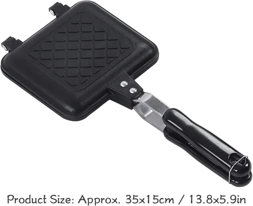 Vista 5 de Estink Sartén de doble cara, sartén de aleación de aluminio, sartén de doble cara, sartén antiadherente de fondo plano para tostadora, desayuno
