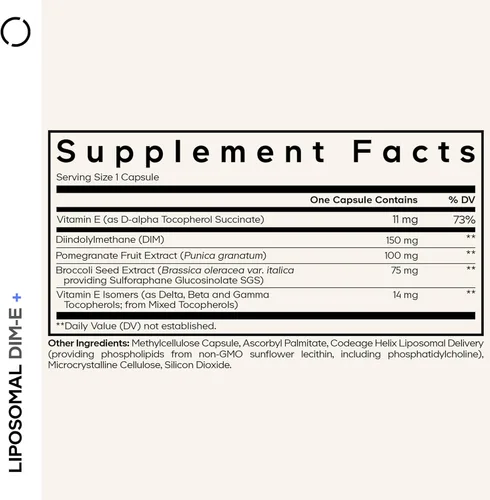 Vista 2 de Codeage Suplemento DIM liposomal – 4 meses de suministro de vitaminas DIM y SGS, granada, brócoli, isómeros de vitamina E tocoferoles