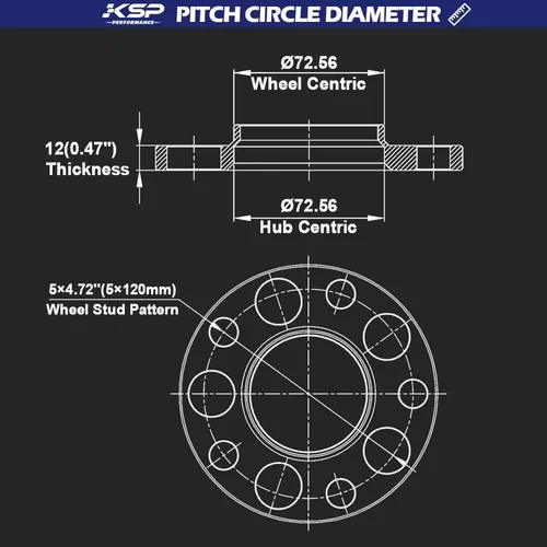 Vista 3 de Espaciadores de rueda KSP PERFORMANCE 5X120mm, espaciador forjado de ajuste de 12.7mm centrado en el cubo para E36 E46 E90 E92 E60, 2 piezas de 1/2