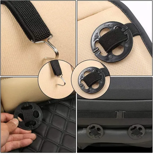 Vista 5 de Juego de 24 fundas de asiento de automóvil, ganchos de metal con placa de ciruela, 12 fundas de plástico para asientos de automóvil y 12 ganchos