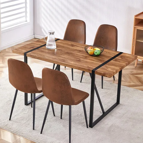 Vista 25 de Mesa de Comedor para 4-6, Mesa de Cocina de 55'', Mesas de Cocina y Comedor, Mesa de Comedor de Madera MDF con Patas de Metal para Sala de Estar