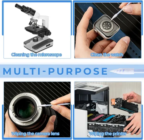 Vista 5 de Chinco 200 piezas de bastones de limpieza con punta de esponja de espuma para impresora de inyección de tinta, cabezal de impresión, cámara, lente