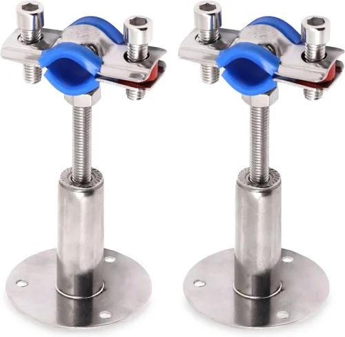 Vista 6 de Abrazaderas de tubería de montaje en pared, de acero inoxidable, soporte de tubo de montaje en techo de altura ajustable, abrazadera de correa