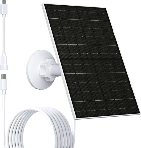 FUTUREZEN Panel solar para cámara de seguridad, cargador solar micro USB y USB-C de 6 W compatible con cámaras de batería recargable de 5 V,