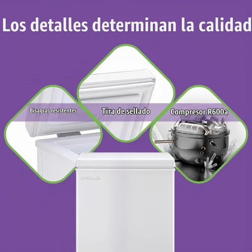 Vista 5 de DEMULLER Congelador de pecho profundo, mini congelador con pantalla de visualización electrónica, congelador de puerta superior independiente
