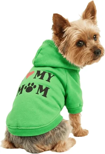 Vista 8 de DroolingDog Camisetas para perros pequeños con texto en inglés "I Love My Mom", sudaderas con capucha para perros pequeños, talla XS, sudadera