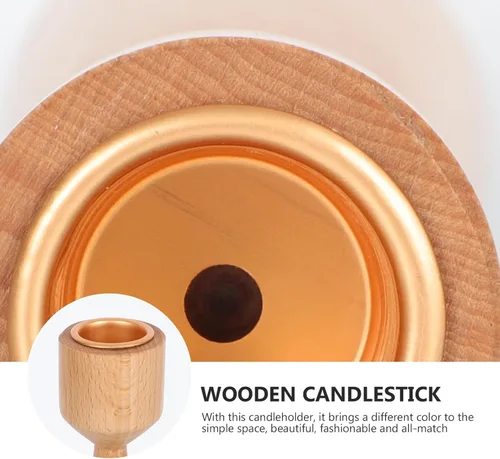 Vista 9 de Wooden Candle Holder Set of 3 Rustic Wedding Candlesticks Beech Wood Household Decorative Candle Stands for Living Room Dining Table Romantic Home